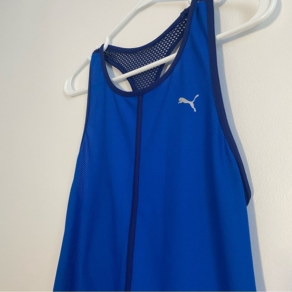 Puma Women Explosive Mesh Racerback Performance Blue Tank Top Size Small - Picture 4 of 9